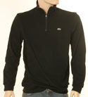 Mens Black with Maroon Lining to Neck 1/4 Zip High Neck Sweatshirt