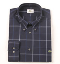 Mens Navy & Light Blue Check Long Sleeve Cotton Shirt