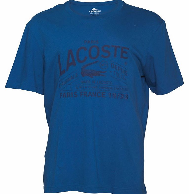 Mens Printed Lacoste T-Shirt Blue/Black