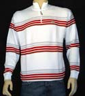 Mens White 1/4 Zip High Neck Cotton Mix Sweater