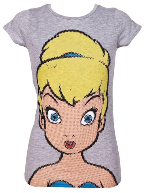 Grey Marl Tinkerbell Big Face T-Shirt