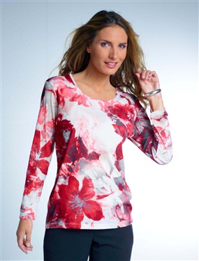 Mesh Fabric Floral Print T-Shirt