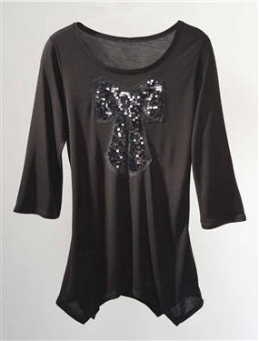 Metallic Bow Motif T-Shirt