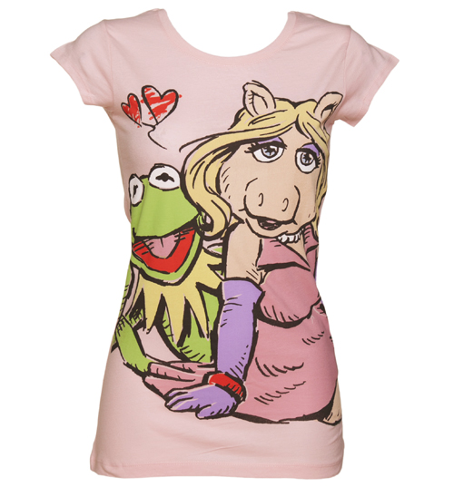 Pink Scoop Neck Kermit And Miss Piggy