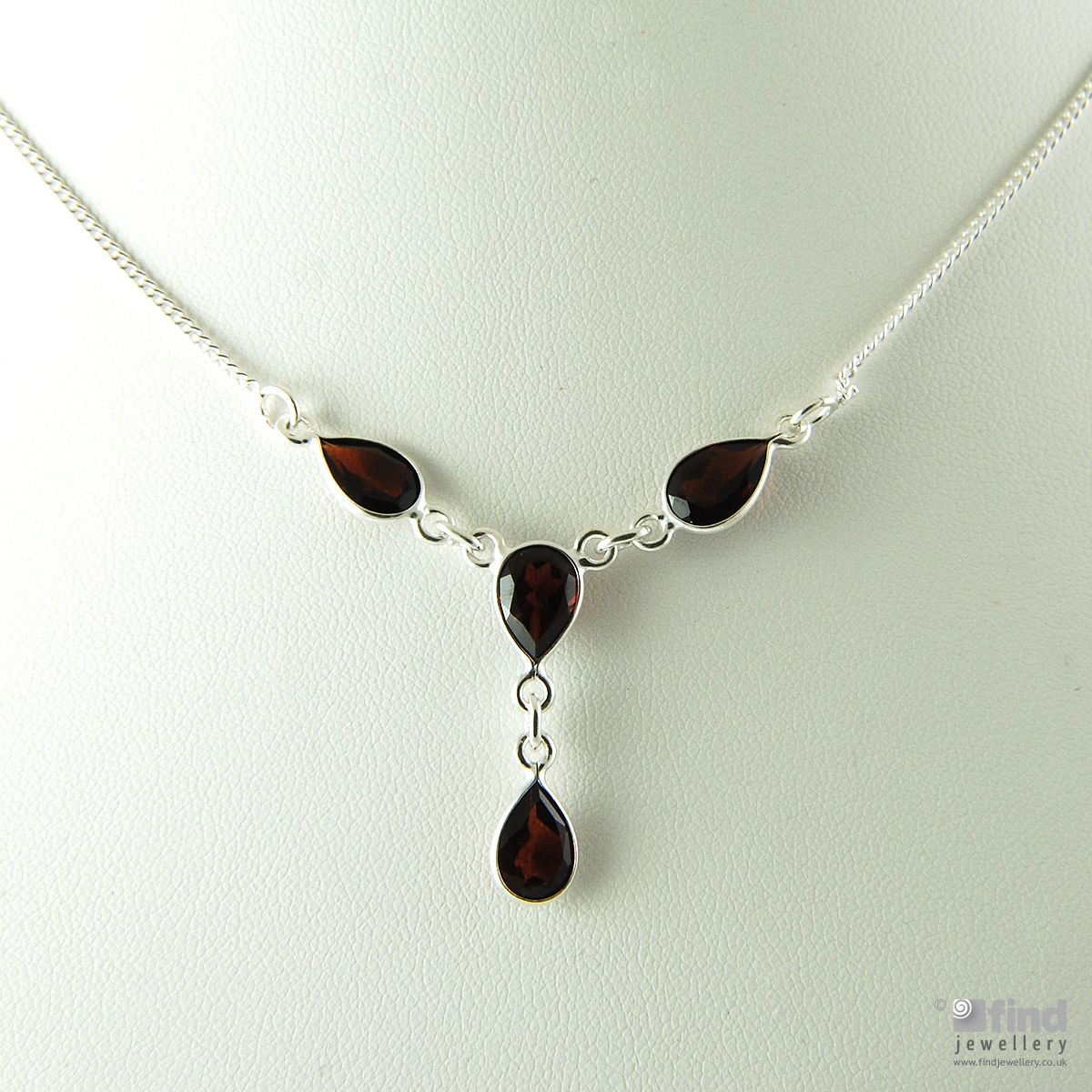 Sterling Silver Garnet Necklet