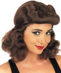 Ladies Wig - 40s Pin Up Brown