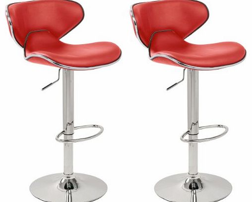 Lamboro Set Of 2 Red & Chrome Bahama Kitchen / Bar Stools. (Pair)