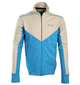 Turquoise and Beige Full Zip Sweatshirt