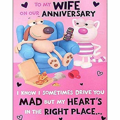 Lamy Hanson White Wife Wedding Anniversary Card - Cat amp; Dog 8.25`` x 5.25`` Code 343829--1