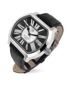 Lancaster Quadretto Men` Black Stainless Steel Date Watch