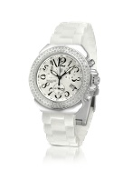 Lancaster White Pillo Diamond Silicone Band Chrono Watch