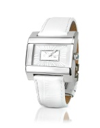 Lancaster White Uni-Retro Large Stainless Steel Watch