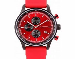 Lars Larsen Mens Storm Steel Silicone Red Watch