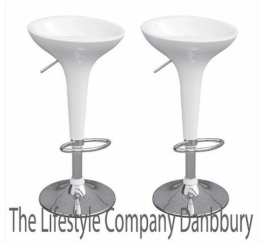 Lavin Lifestyle 2 x BOMBO WHITE AND CHROME BREAKFAST BAR STOOLS