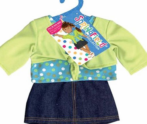 Leadoff Doll Clothes Shrug amp; Skirt - Lime amp; Denim