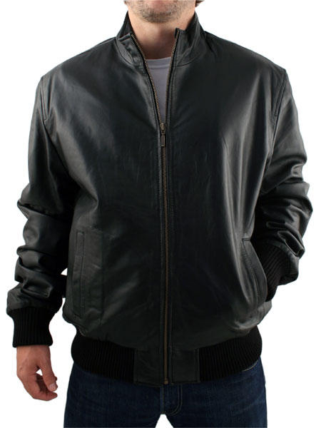 Black Ribbed Bomber Jacket