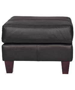 Leather Footstool - Black