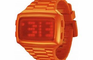 LED Unisex Digital Orange Dial And Pu Strap Watch