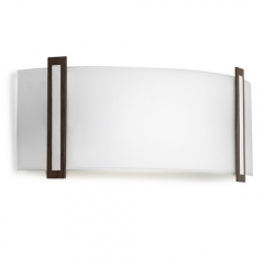 Leds-C4 Lighting Lugo Chrome Wood and Glass Wall Light Small