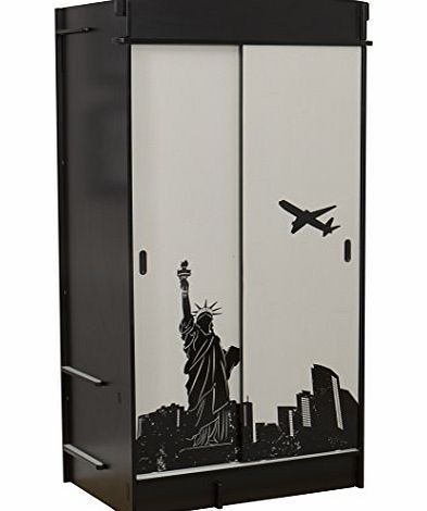 Skateboard Sliding Wardrobe, 179 x 90 x 58 cm, Black/ Titanium