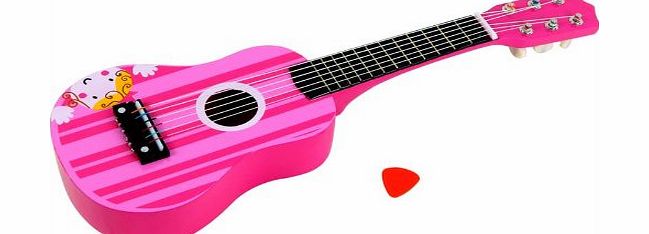 LELIN WOODEN PINK STRIPE STRIPED PINK PRINCESS GUITAR CHILDREN GIRLS INSTRUMENT