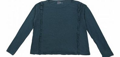 Tender side frills T-shirt Green 34,36,38