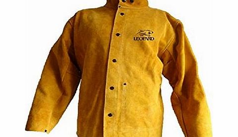 Leopard Premium Gold Leather Welders / Welding Jacket Heavy Duty, Kevlar Stitched - *X LARGE*