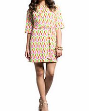 Pink, lime and orange shift dress