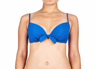 Bow push-up blue bikini top