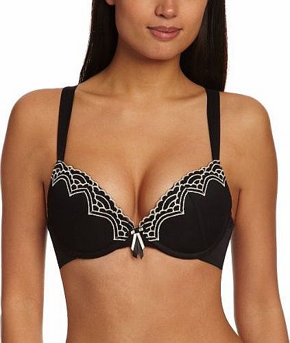 Madison Padded Plunge Womens Bra Black/Vintage Cream 30C