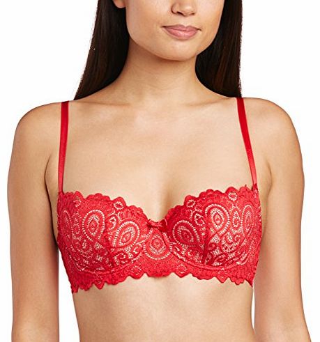 Lepel Womens Matilda Padded Balcony Everyday Bra, Red (Lipstick Red), 30B