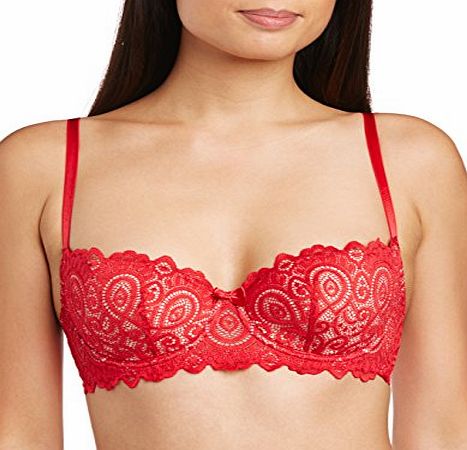 Lepel Womens Matilda Padded Balcony Everyday Bra, Red (Lipstick Red), 34C