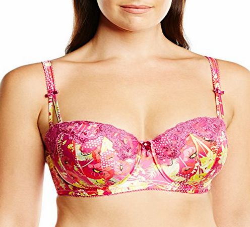 Lepel Womens Victoria Balcony Floral Everyday Bra, Pink (Magenta), 32FF