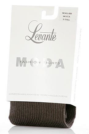 Ladies 1 Pair Levante Rib 100 Denier Wool Tights In 3 Colours Mocca