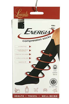 Mens 1 Pair Levante Energia Compression Socks Nero