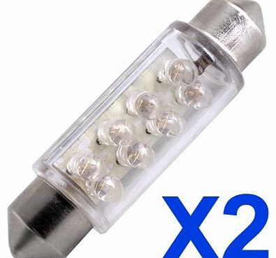 2 Car Blue Dome 8 LED Car Interior Bulb Light 42mm 12V