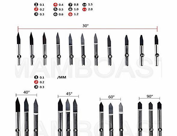 LGM 10x Carbide PCB Engraving CNC Bit Router Tool 60 Degree 0.1mm Tip 1/8`` 3.175mm