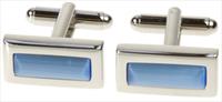 Light Blue Catseye Rectangle Cufflinks by Simon