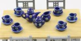 Dolls House 1/12 Scale/ 9 Piece Tea Set Blue Sunflower