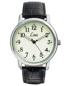 Limit Gents Black Strap Glow Dial Watch