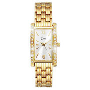 LADIES GOLD RECTANGULAR DIAMONTE WATCH