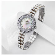 LADIES STONE SET ELASTICATED WATCH