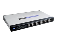 Linksys 24-port 10/100   4-port Gigabit Stackable Smart Switch SLM224G4S - switch - 24 ports