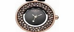 Lipsy Ladies Stone Set Black Strap Watch