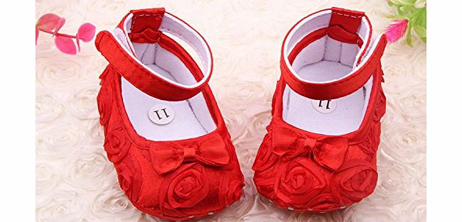 Liroyal Cute Newborn Baby Girl First Walking Shoes 12cm White