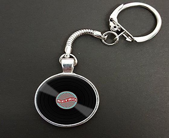 Lisasgiftsforyou Retro Vinyl LP Record Pendant On A Snake Keyring Ideal Birthday Gift N588