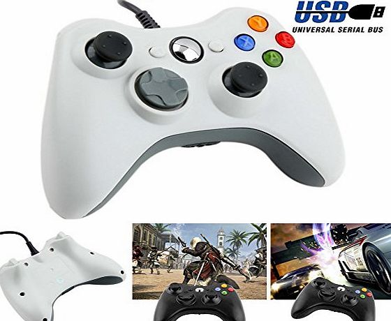 Littleduckling White Wired Controller USB Gamepad Joypad For Microsoft Xbox 360 PC Windows