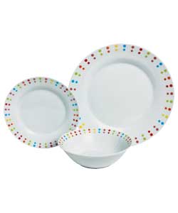 12 Piece Porcelain Spectrum Dots Dinner Set