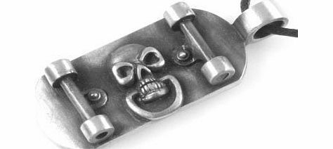 Llords Skull Skateboard Pewter Pendant Necklace