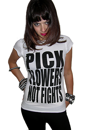 Pick Flowers Not Fights Lollipop Girls White T Shirt